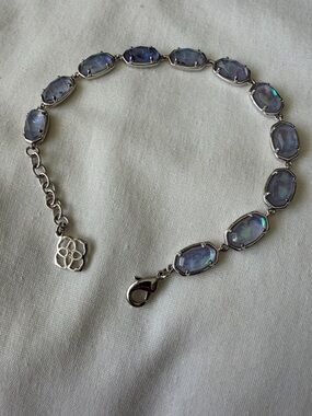 Kendra Scott Silver Bracelet with Iridescent Blue-Purple Stones